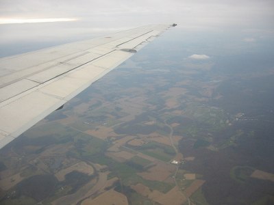 on the plane wing